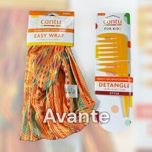 2pc CANTU Extra Wide Easy Wrap Hair Band + Detangle Ultra Glide Comb 7 in